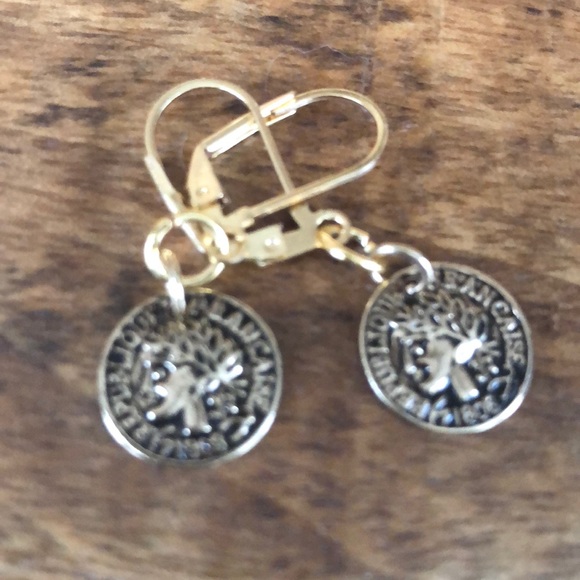 *Sale*Medium faux coin earrings - Picture 2 of 2